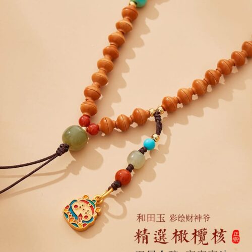 迎祥納福橄欖核金碗福神爺掛飾：圖片 3