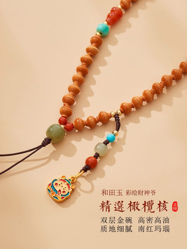 迎祥納福橄欖核金碗福神爺掛飾：圖片 3