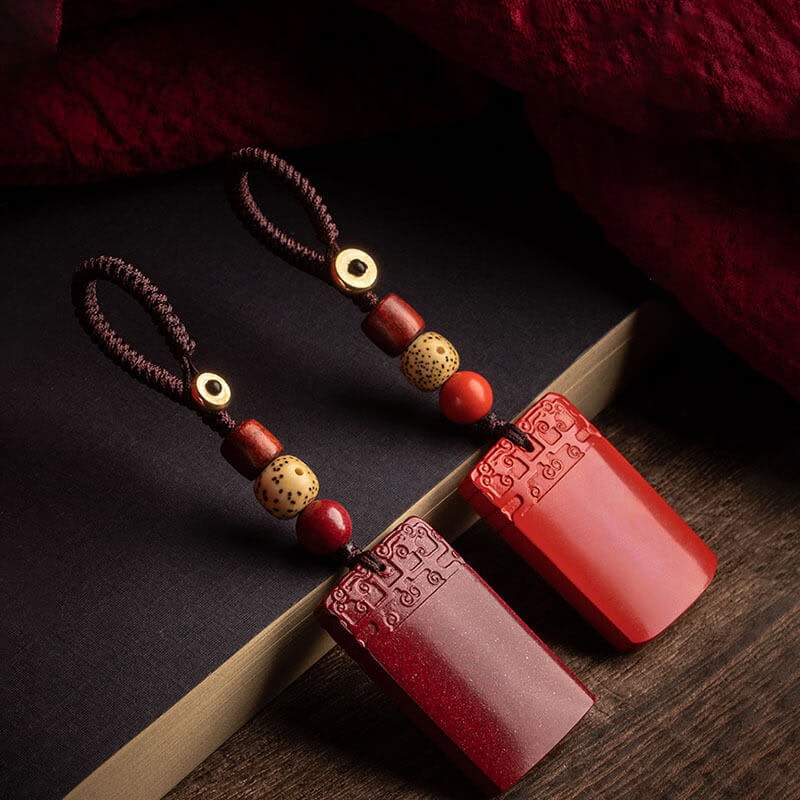 無事牌天然朱砂保平安鑰匙扣：圖片 6
