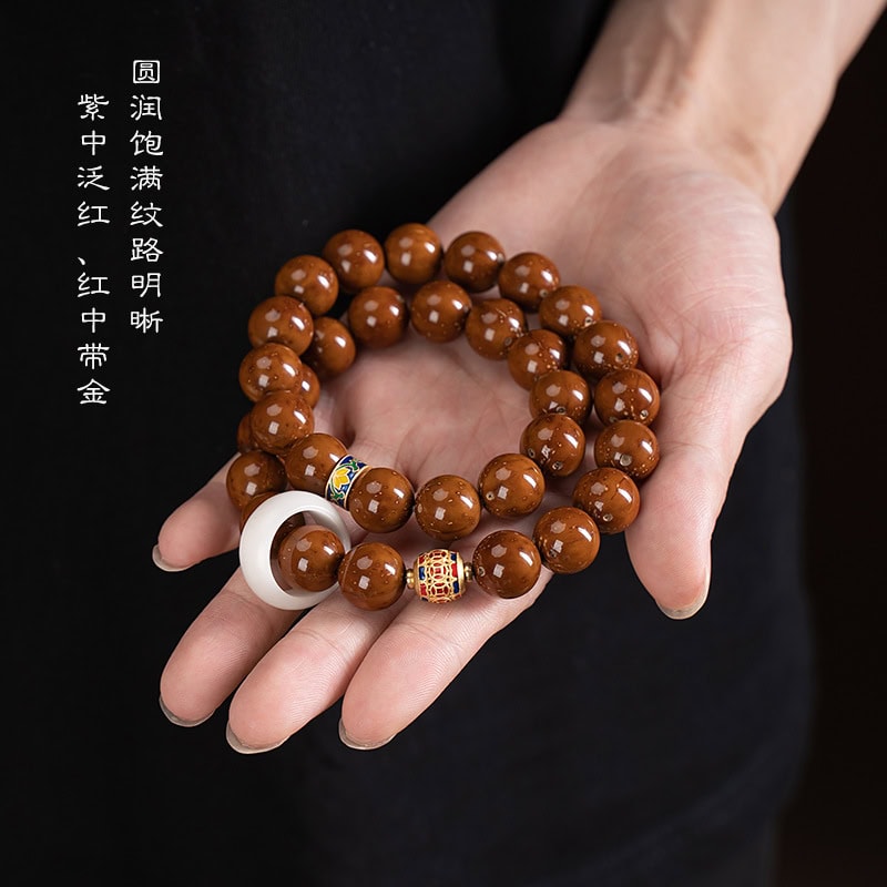 紫金鼠菩提手串三眼天珠手持佛珠：圖片 3