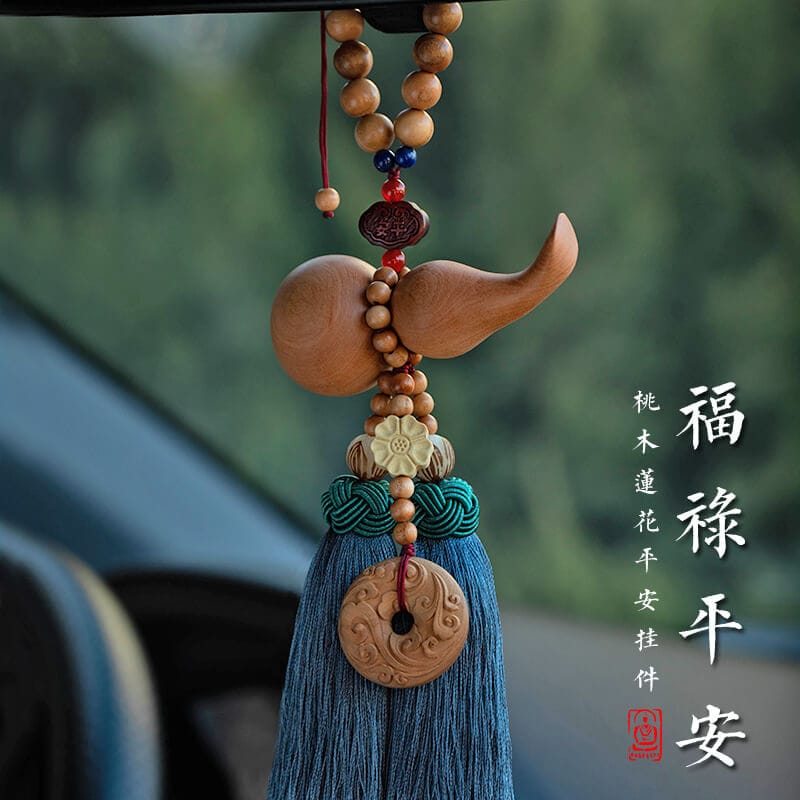 平安葫蘆喜樂流蘇桃木汽車掛件：圖片 5