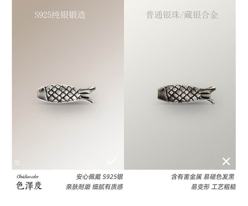 立體銀飾錦鯉吊飾 細節工藝展示