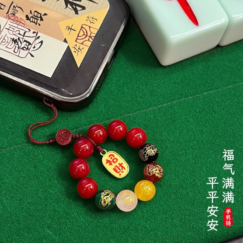 五路福神天然菩提手撚手機鏈：圖片 4