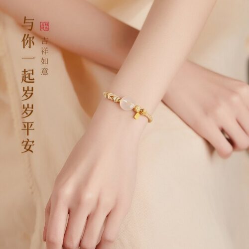 順遂平安扣天然白瑪瑙男女手工編織手繩：圖片 2