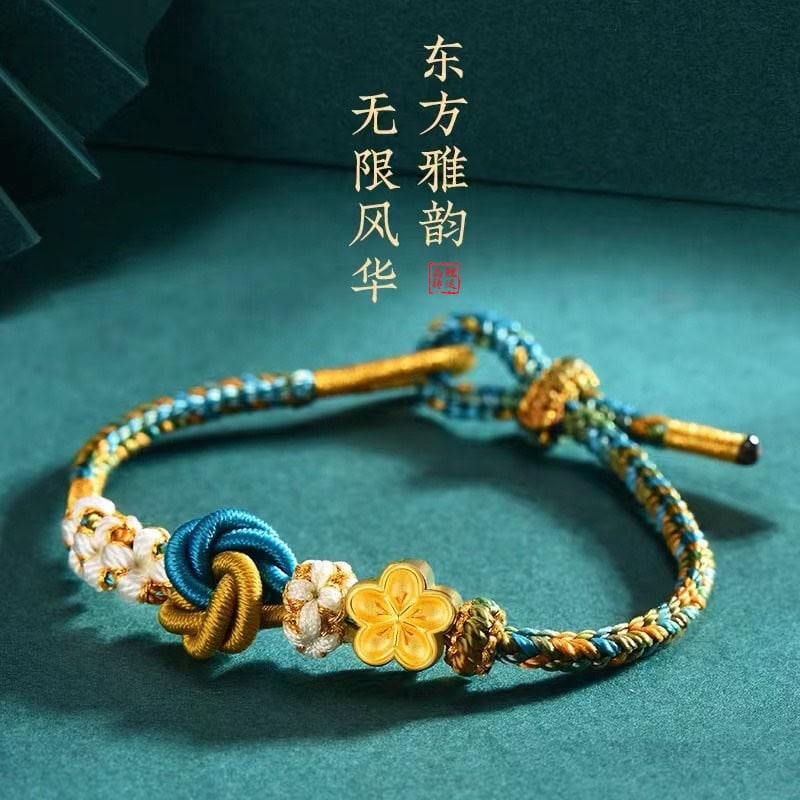 千里江山兩世歡蓮蓬國潮風沙金桃花手繩：圖片 3