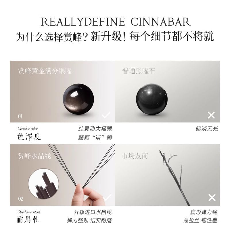 六字箴言天然黑曜石情侶手鏈：圖片 2
