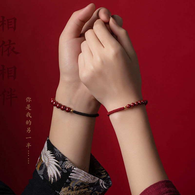 金喜情侶款正品朱砂手鏈：圖片 3