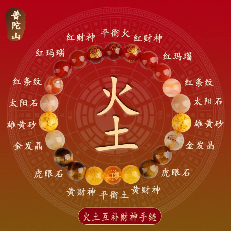 五行多寶手串 黃虎眼南紅材質特寫
