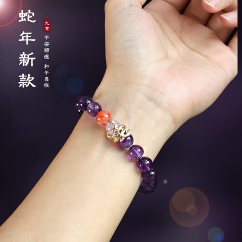 生肖專屬粉紫水晶串珠手鏈：圖片 2