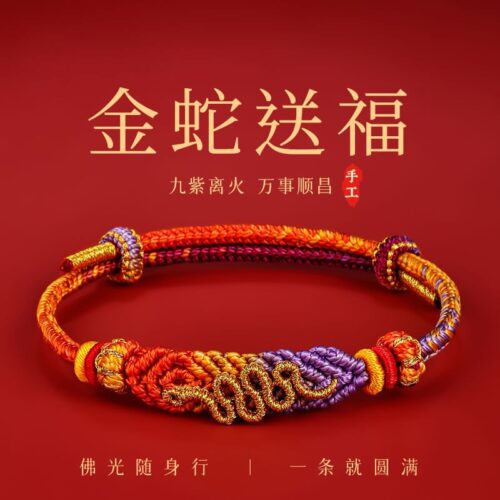 金蛇送福2026九紫離火好運紅繩手鏈