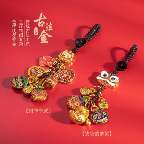 納福掛件復古沙金貔貅汽車鑰匙包包掛件