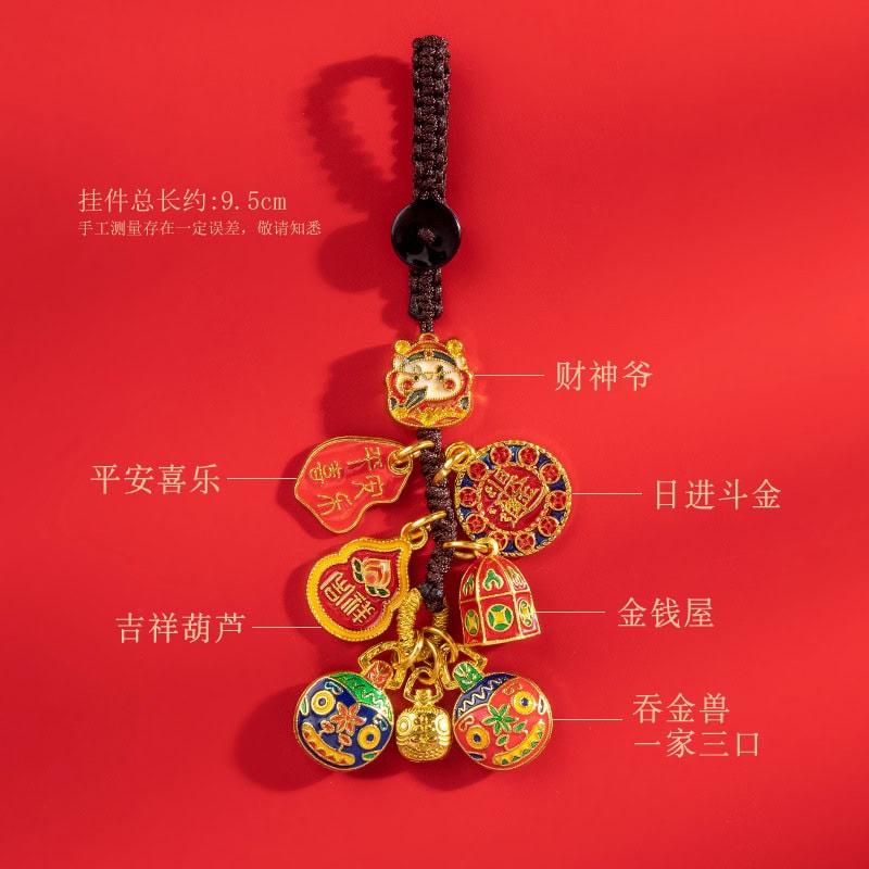 納福掛件復古沙金貔貅汽車鑰匙包包掛件：圖片 2