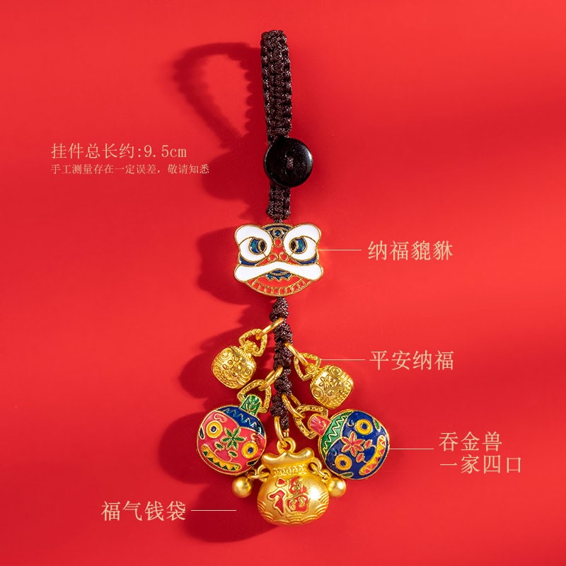 納福掛件復古沙金貔貅汽車鑰匙包包掛件：圖片 3