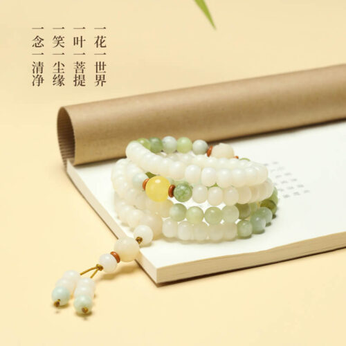 平安好運白玉菩提子多圈佛珠108念珠：圖片 4