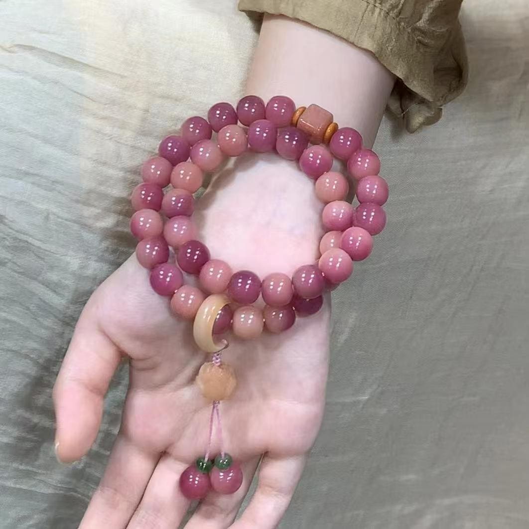 烏梅子醬天然菩提雙圈蓮花手串