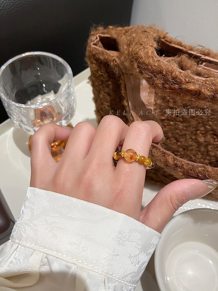 納福小吉霸天然水晶虎眼石黃塔晶戒指：圖片 5