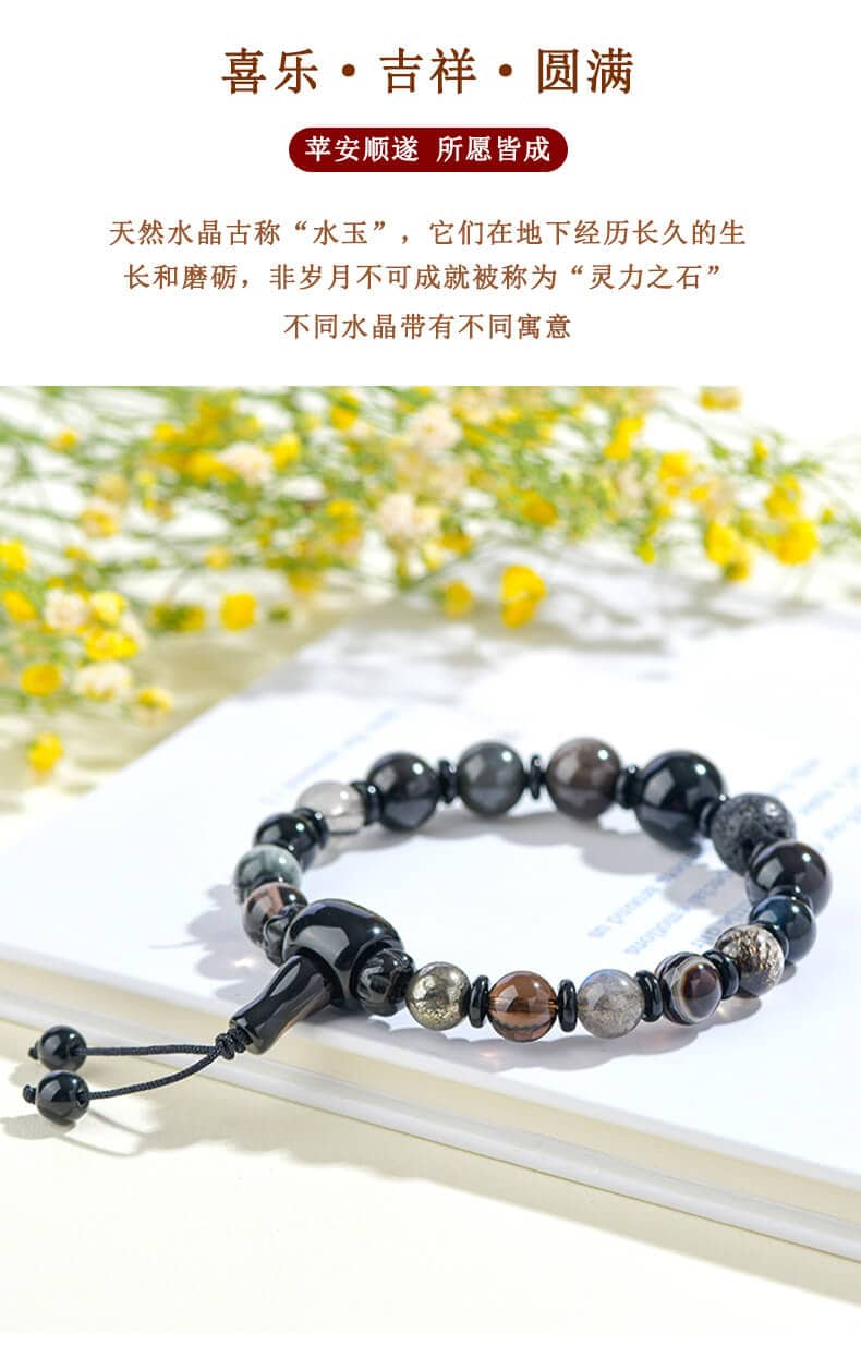 《五行十八籽》水晶金木水火土多寶手鏈