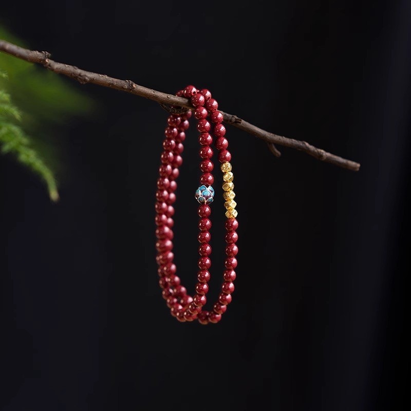 靜心蓮花兩圈蓮花古法燒藍手鏈：圖片 4