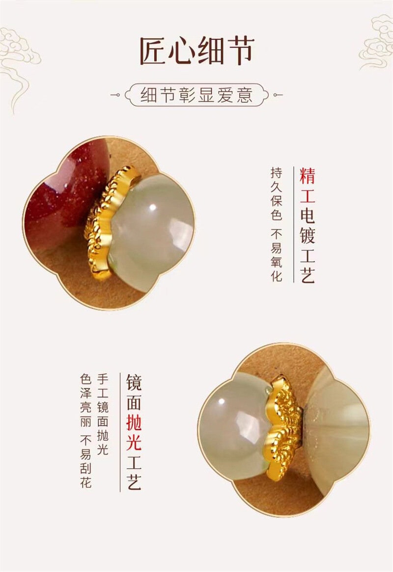 《靜心蓮花》天然和田玉硃砂手串