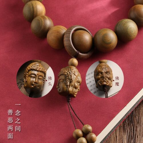 天然綠檀木手持珠佛珠佛家手持念珠：圖片 2