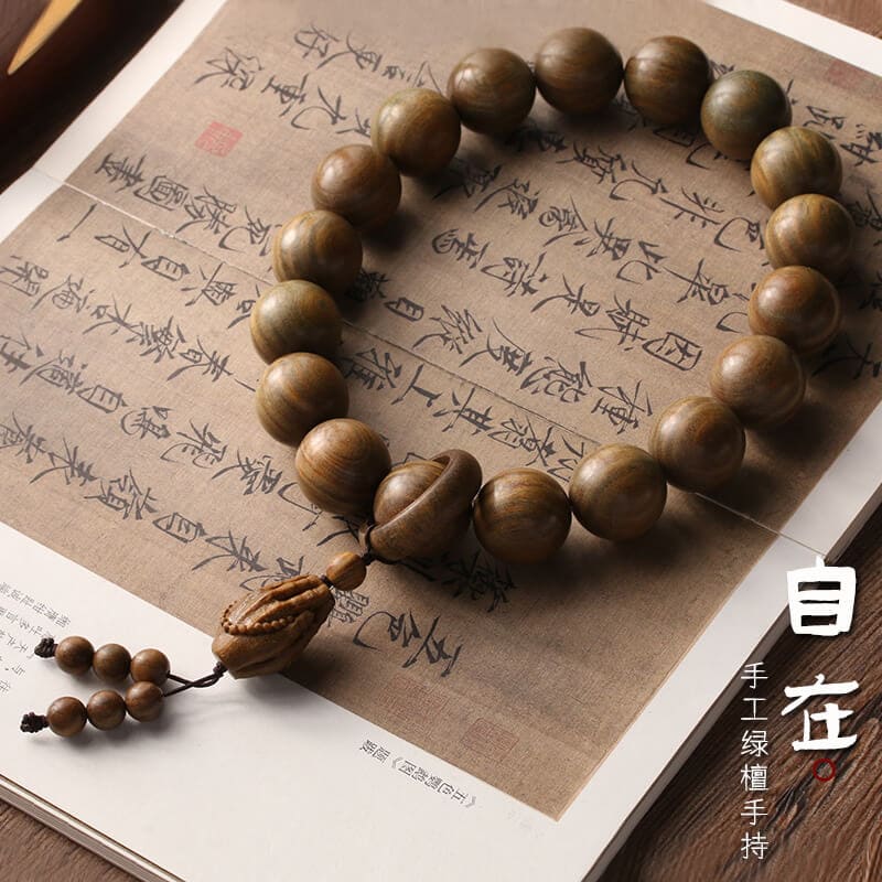 天然綠檀木手持珠佛珠佛家手持念珠：圖片 4