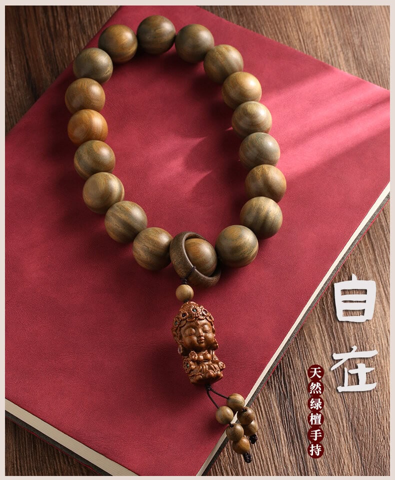 天然綠檀木手持珠佛珠佛家手持念珠
