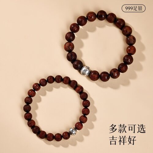 六字真言雕刻小葉紫檀六字箴言木質手串：圖片 3