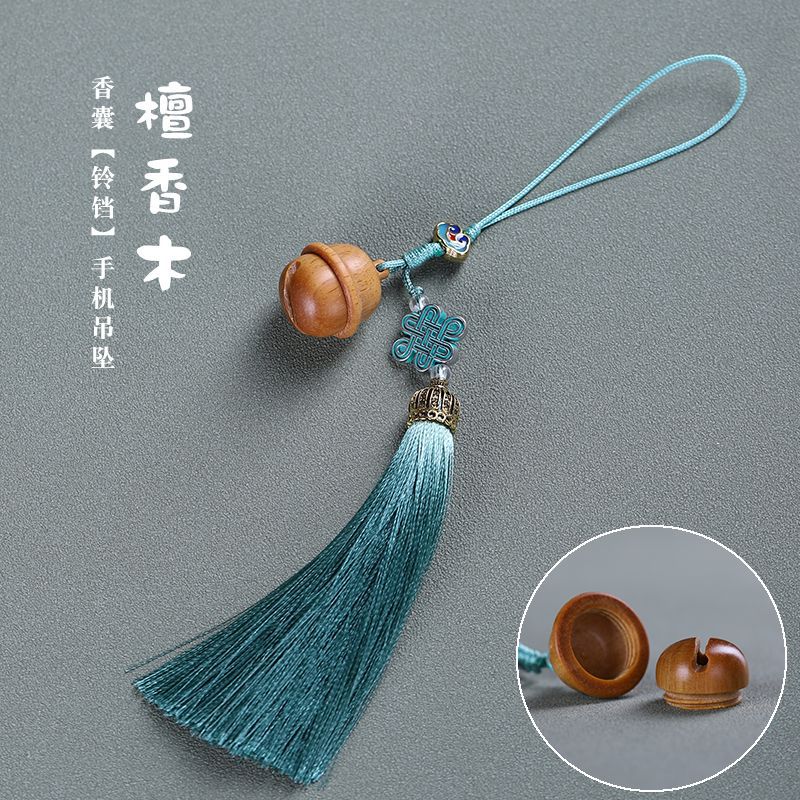 檀香木鏤空雕刻香囊葫蘆掛件鈴鐺小吊墜