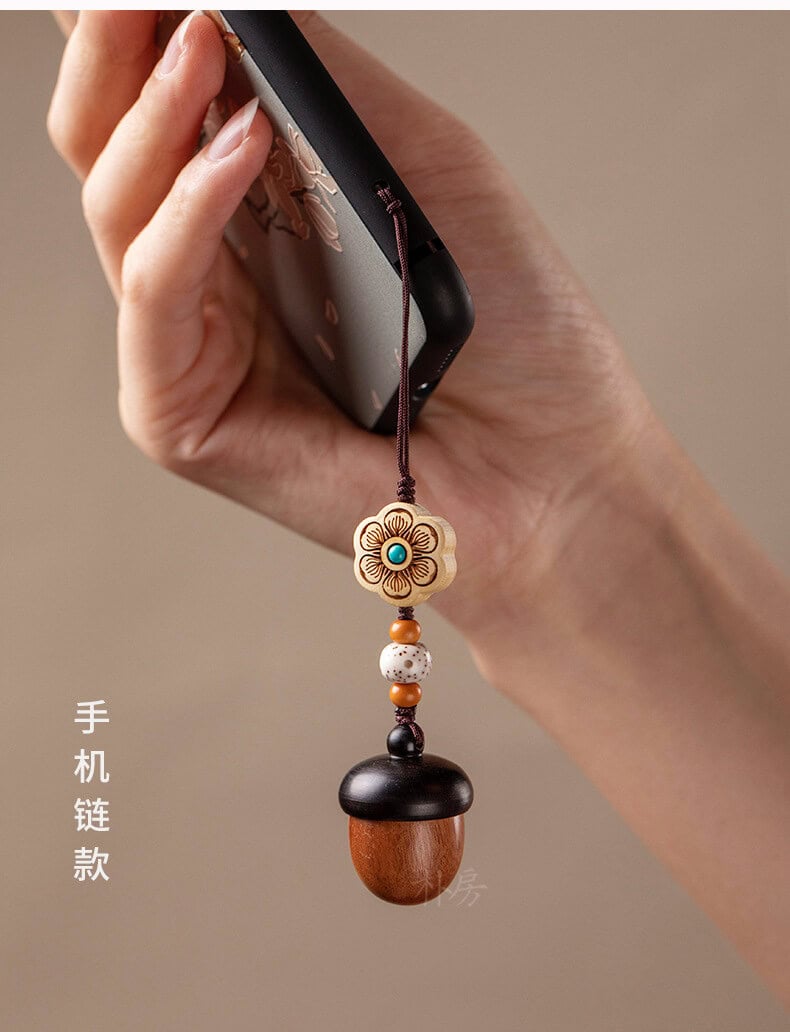 橡你所願~檀木汽車鑰匙扣掛件可愛手機鏈