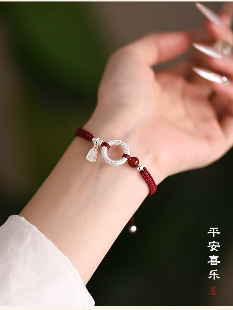 《小圓滿大祝福》999純銀平安扣新中式紅手繩