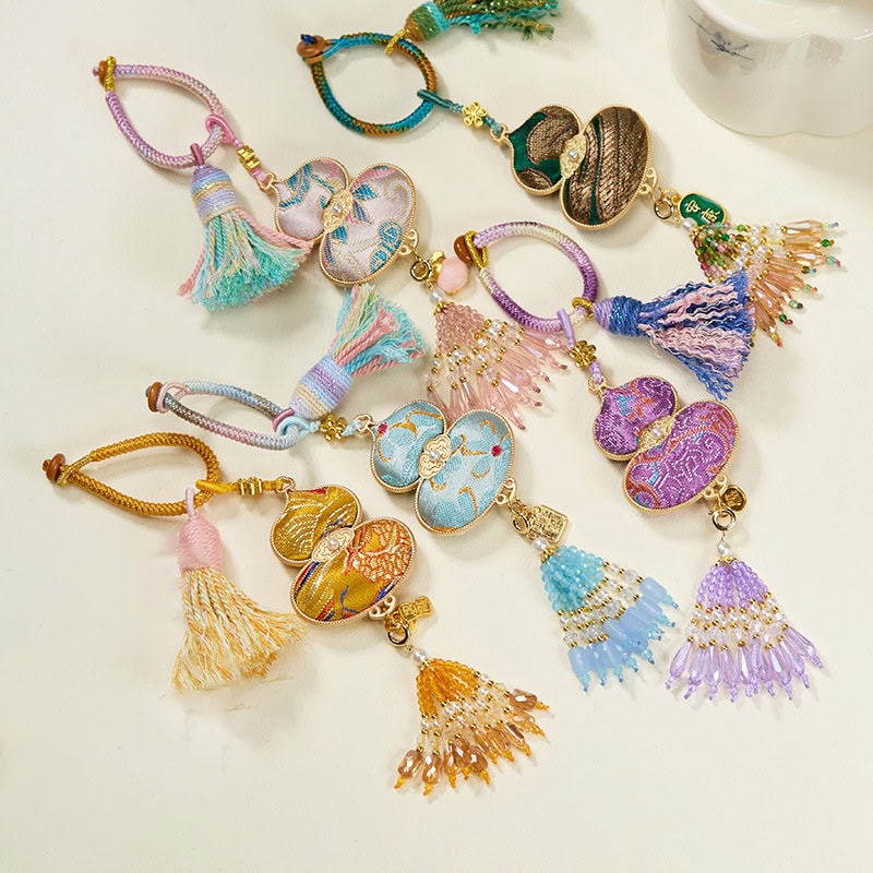 靈隱寺福祿壽喜財平安刺繡編織流蘇鑰匙扣包包掛飾：圖片 6