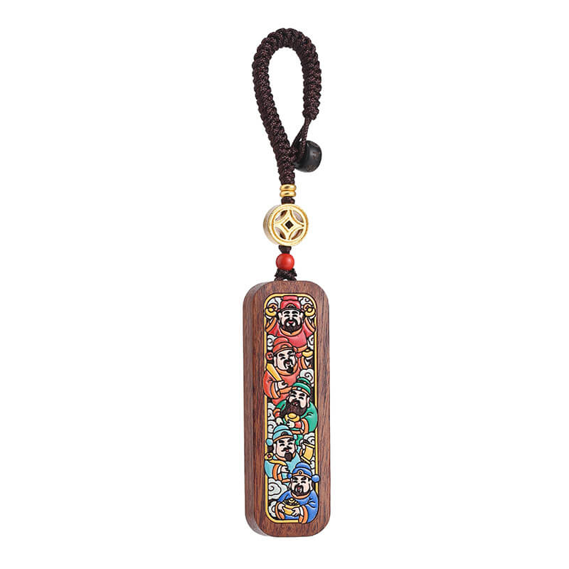 福祿壽喜財五路福神藏式桃木鑰匙扣：圖片 5
