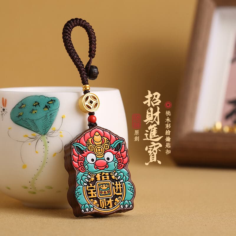 福瑞綿綿可愛迎祥納福彩繪貔貅鑰匙扣：圖片 2