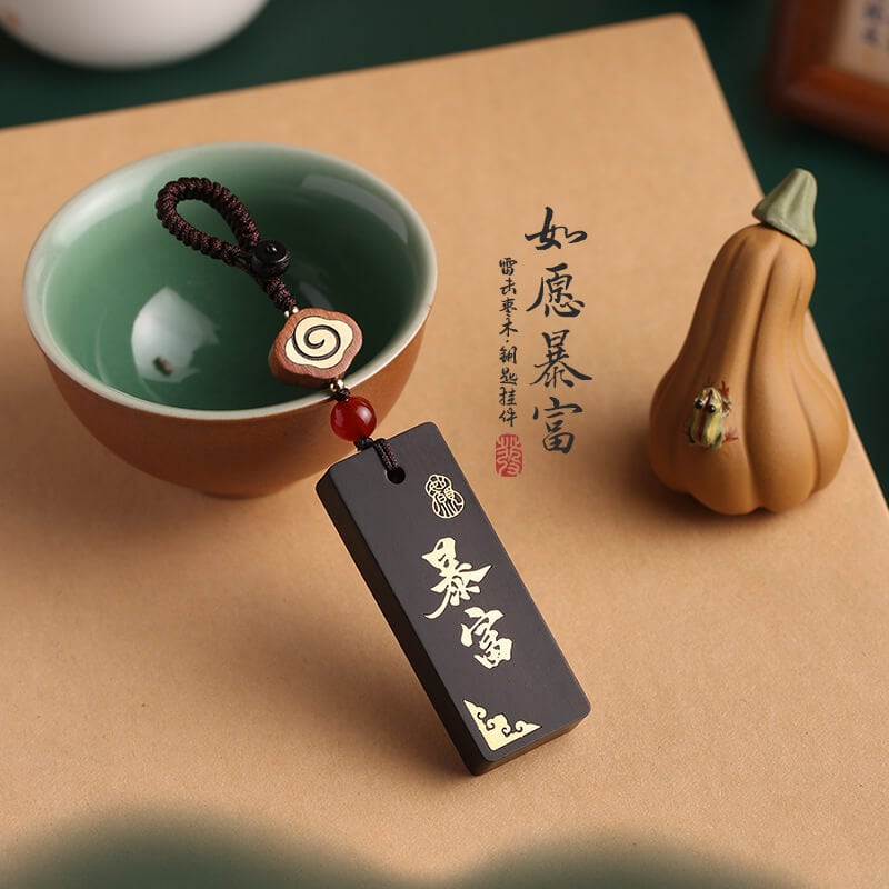 上上簽吊牌迎福小掛件上上簽平安木質車掛：圖片 2