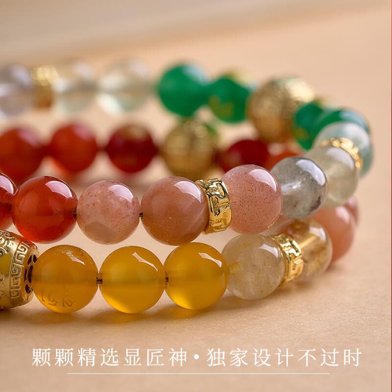 五行多寶金木水火土平衡發晶水晶手串：圖片 3