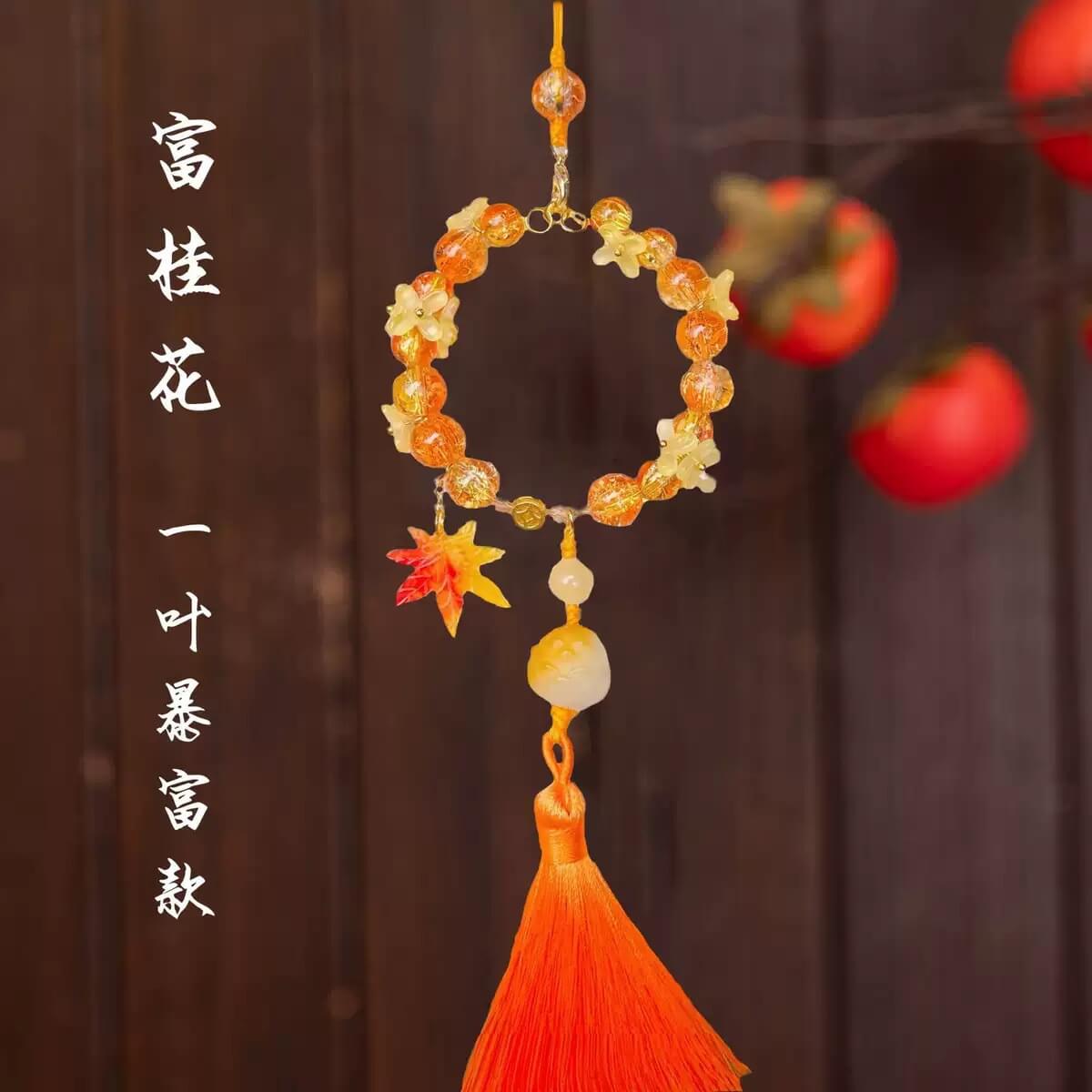 富貴花一葉福耀版車掛蓮蓮福盈門掛件：圖片 3