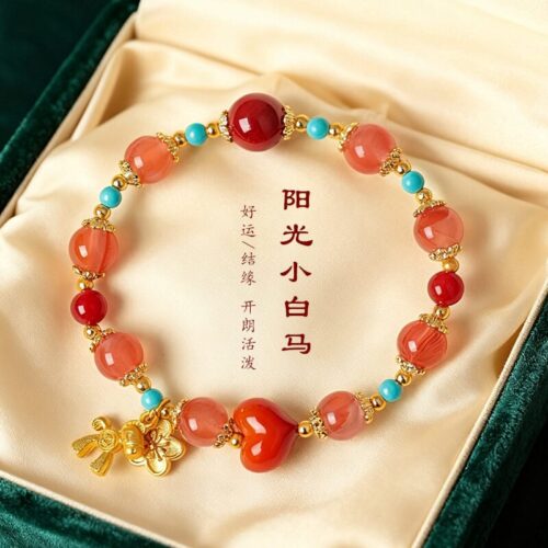 陽光小白馬天然冰飄南紅串珠手鏈