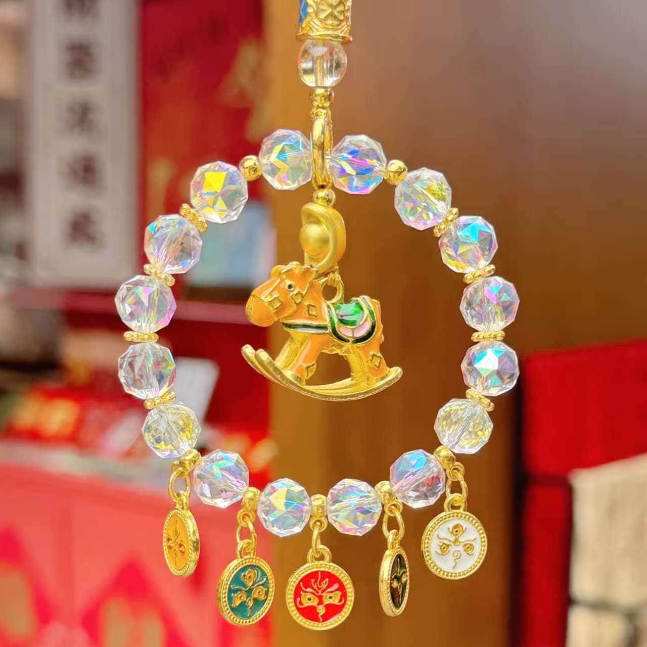 《馬上福盈門》五路福神搖搖馬車掛 整體全景展示