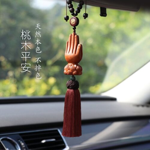 有福之手金蓮寳相桃木汽車掛件