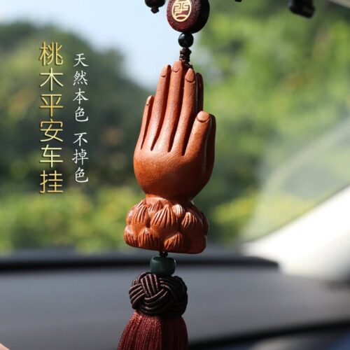有福之手金蓮寳相桃木汽車掛件：圖片 4