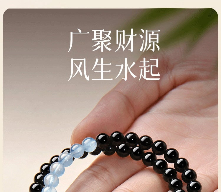 海藍寶雙圈手鏈 冰透晶體特寫