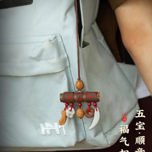 福氣相伴桃樹枝朱砂桃木兒童保平安掛件