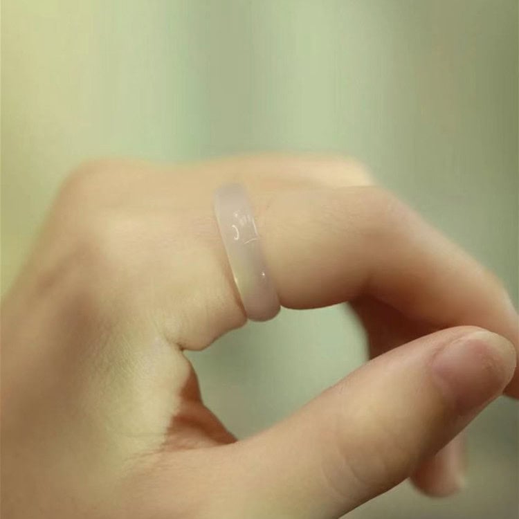 白色冰種瑪瑙玉髓戒指玉石指環：圖片 2
