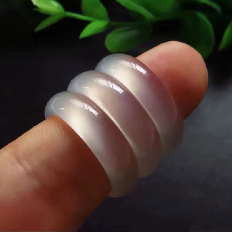白色冰種瑪瑙玉髓戒指玉石指環：圖片 4