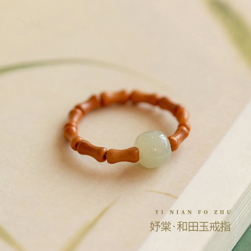 玉石戒指女款指環核桃竹節尾戒