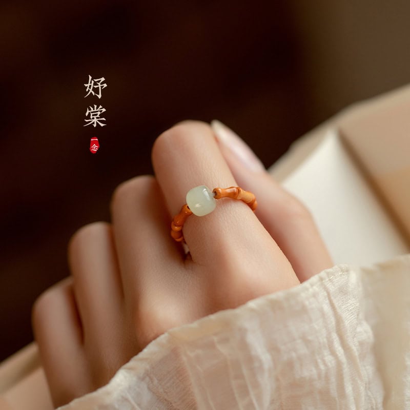 玉石戒指女款指環核桃竹節尾戒：圖片 2