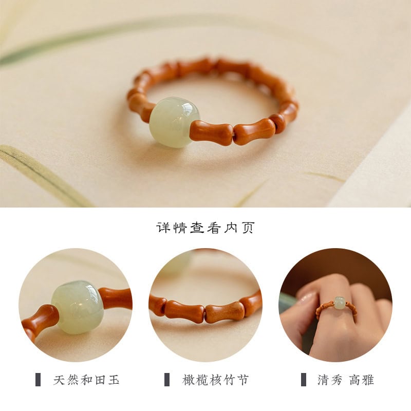 玉石戒指女款指環核桃竹節尾戒：圖片 3