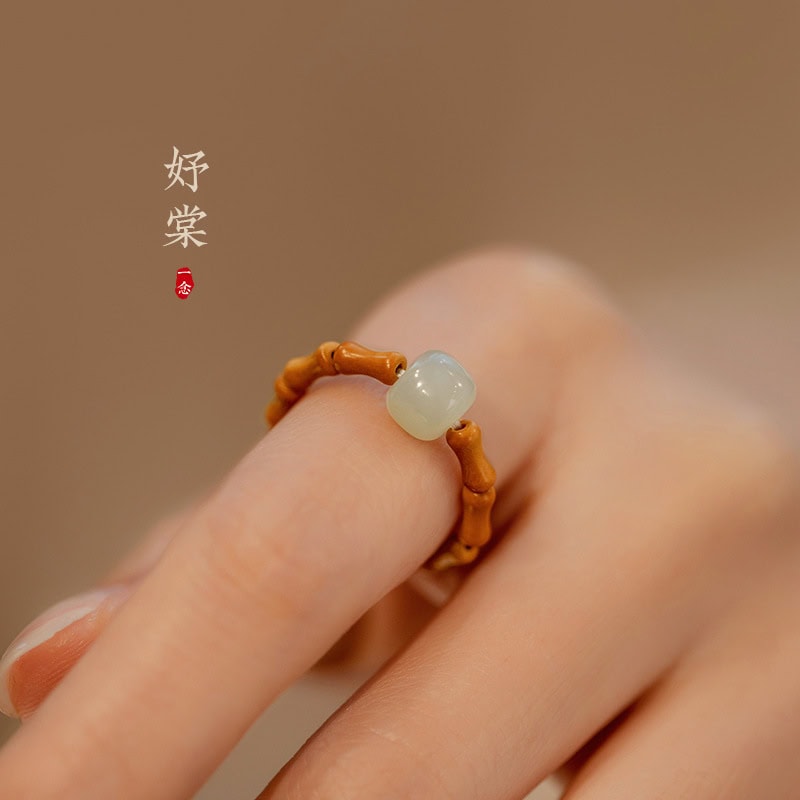 玉石戒指女款指環核桃竹節尾戒：圖片 4