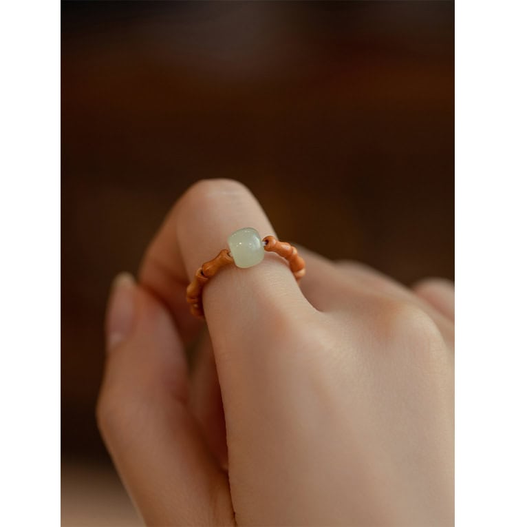 玉石戒指女款指環核桃竹節尾戒