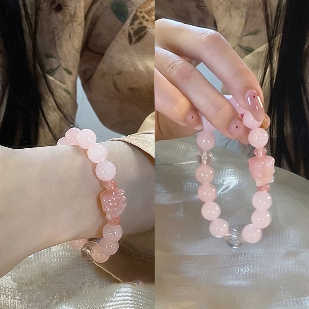九尾狐馬粉晶原創國風天然瑪瑙手鏈：圖片 3